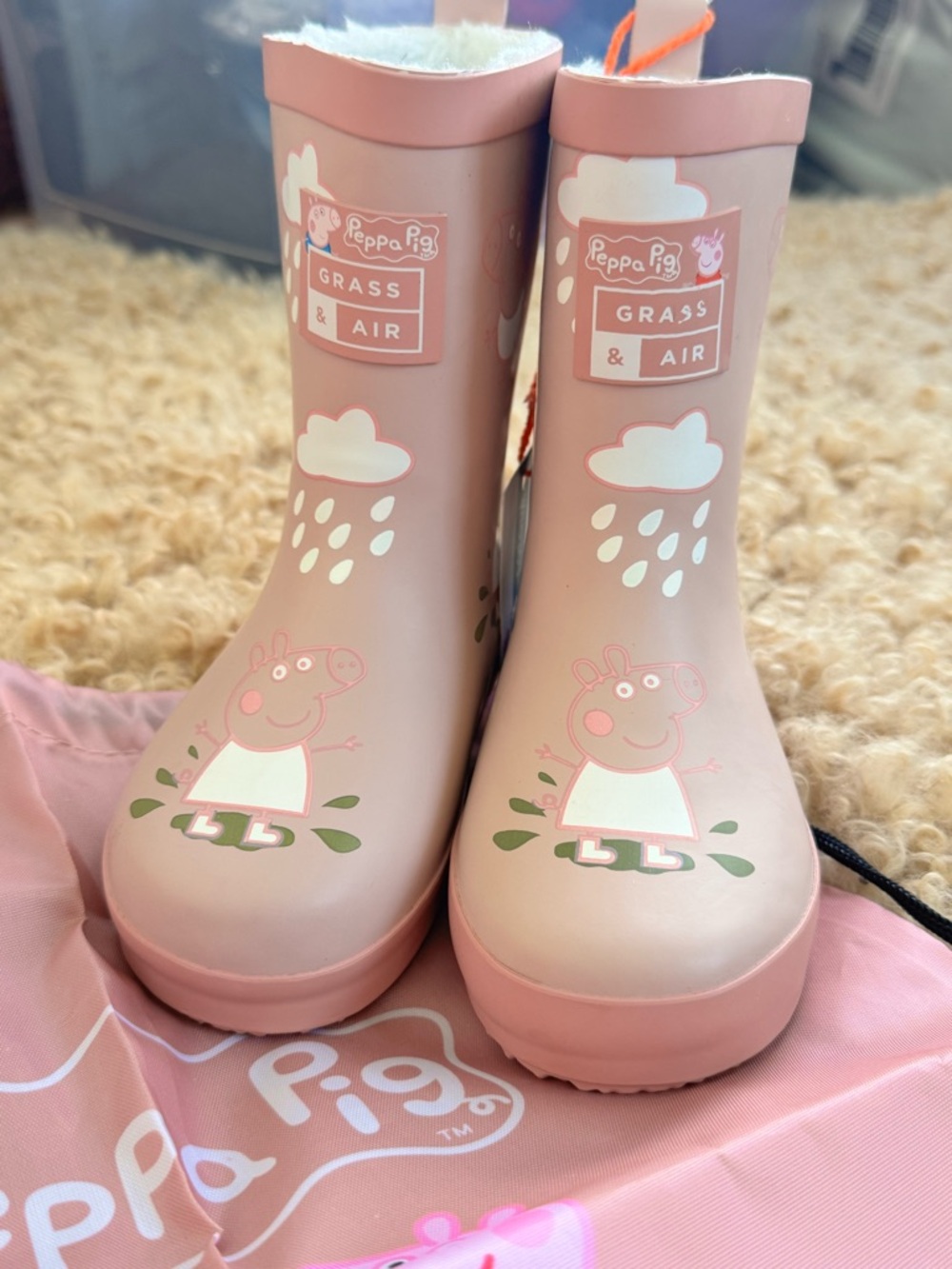 Peppa Pig Pink Kids Rain Boots with Cloud & Peppa Graphic colour changing